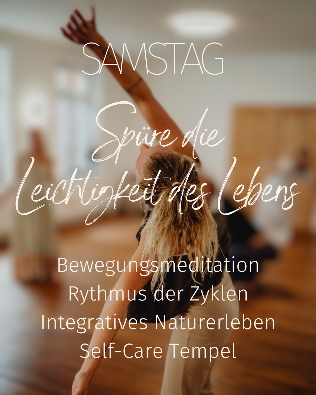 Tagesprogramm Samstag Frauenretreat The Art of Self Love mit Natur, Achtsamkeit, Tanz, Zyklus, Selbstfürsorge, Tempel und Workshops im September